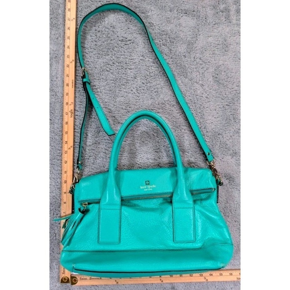 Kate Spade NY Southport Avenue Carmen Satchel Teal Pebbled Leather Crossbody